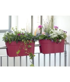 KHW Kunststoff-Geländertöpfe-Set, 57,5 X 28 X 27 Cm, 2-teilig -Outdoor Living Verkauf 2550218 WE FS 001 KHWKunststoffGelaendertopf2teiligpink