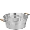 Zink-Wanne Mit Holzgriffen, Rund, Silber -Outdoor Living Verkauf 323683 323717 WE FS 001 Zinkschalerundsilber