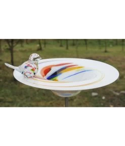 MP Glaszauber Glas-Vogeltränke, Ca. Ø30 Cm -Outdoor Living Verkauf 3256120 WE MO 001 PolczerGlasVogeltraenkeweissbuntGlasdekoGartendeko
