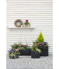 Dehner Kunststoff-Blumenkübel Palermo, Anthrazit -Outdoor Living Verkauf 3728110 3728151 3940756 WE MO 006 KunststoffBlumenkuebelKubusanthrazitBlumentopf