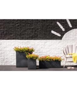 Dehner Kunststoff-Blumenkübel Palermo, Anthrazit -Outdoor Living Verkauf 3728110 3728151 3940756 WE MO 007 KunststoffBlumenkuebelKubusanthrazitBlumentopf