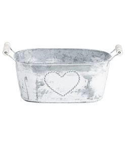 Dehner Zink-Jardiniere Mit Henkeln, Ca. B26/H15/T11,5 Cm