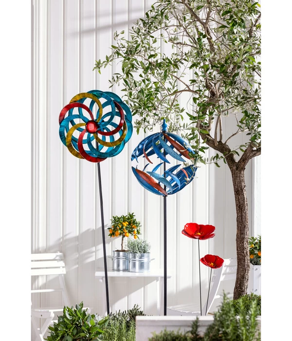 Dehner Metall-Riesen-Windrad, Ca. H184 Cm, Bunt 4 Dehner Metall-Riesen-Windrad, Ca. H184 Cm, Bunt – Bild 2