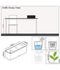 LECHUZA® CUBE Glossy Triple, All-in-One Set, 40 Cm -Outdoor Living Verkauf 4310702 4310678 4310652 WE DE 001 CubeGlossyTriple14