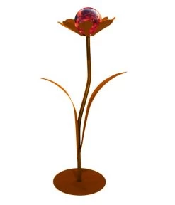 Ferrum Metall-Blume Jessy Mit Glaskugel, Ca. H77 Cm