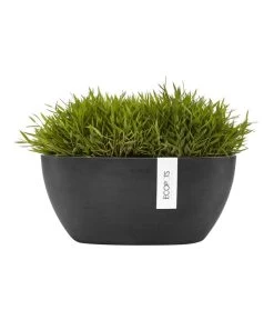 Ecopots Kunststoff-Schale Sofia Mit Wassersystem, Oval, Dunkelgrau, Ca. B30/H13,5/T13 Cm -Outdoor Living Verkauf 6614929 WE FS 002 EcopotsKunststoffSchaleSofiamitWassersystemovaldunkelgrau