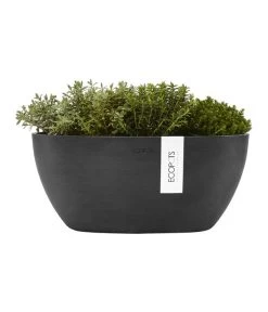 Ecopots Kunststoff-Schale Sofia Mit Wassersystem, Oval, Dunkelgrau, Ca. B30/H13,5/T13 Cm -Outdoor Living Verkauf 6614929 WE FS 003 EcopotsKunststoffSchaleSofiamitWassersystemovaldunkelgrau