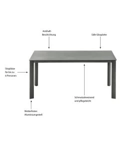 Dehner Gartentisch Nancy, Ca. B160/H75/T90 Cm -Outdoor Living Verkauf 6701734 WE IG 001 TischNancy