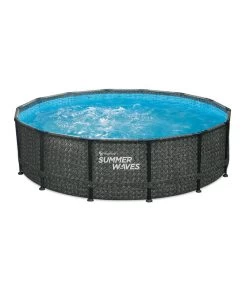 Summer Waves Frame Pool Rattan, Grau