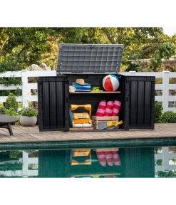 Keter Aufbewahrungsbox Store It Midi, Schwarz, 880 Liter, Ca. B132/H113,5/T71,5 Cm -Outdoor Living Verkauf 6894893 WE MO 001 KeterMuelltonnenbox