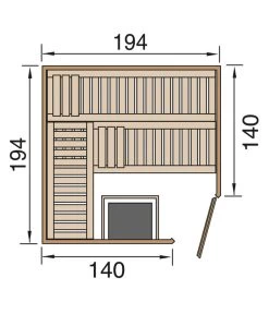 Weka Ecksauna Varberg Mit Holztür Inkl. Ofen, Ca. B194/H199/T194 Cm -Outdoor Living Verkauf 6914915 WE DE 001 WekaEcksaunaVarbergGrundriss