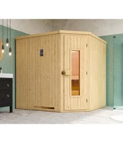 Weka Ecksauna Varberg Mit Holztür Inkl. Ofen, Ca. B194/H199/T194 Cm -Outdoor Living Verkauf 6914915 WE MO 001 WekaEcksaunaVarbergmitHolztuer