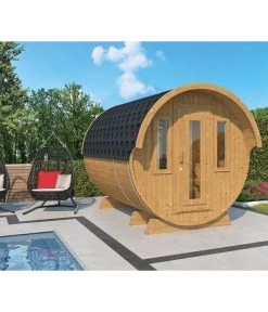 Wolff Finnhaus Saunafass 330 De Luxe Montiert, Ca. B235/H242/T330 Cm -Outdoor Living Verkauf 6934053 WE MO 001 Saunafass330deluxeThermoholzmontiertDSschwarz